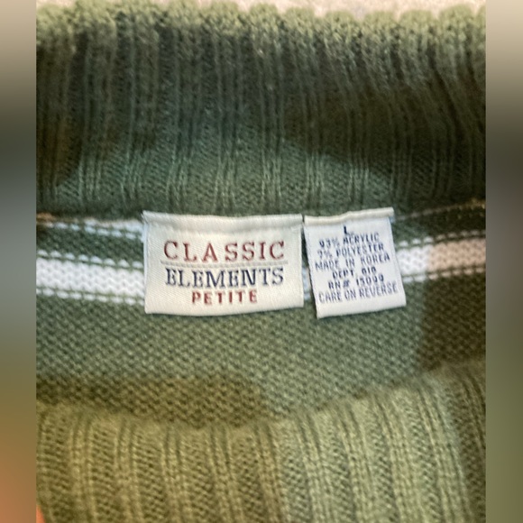 C01 Classic Elements Petite Knit Sweater Turtleneck Striped Knit Chic VTG Large - Picture 2 of 9